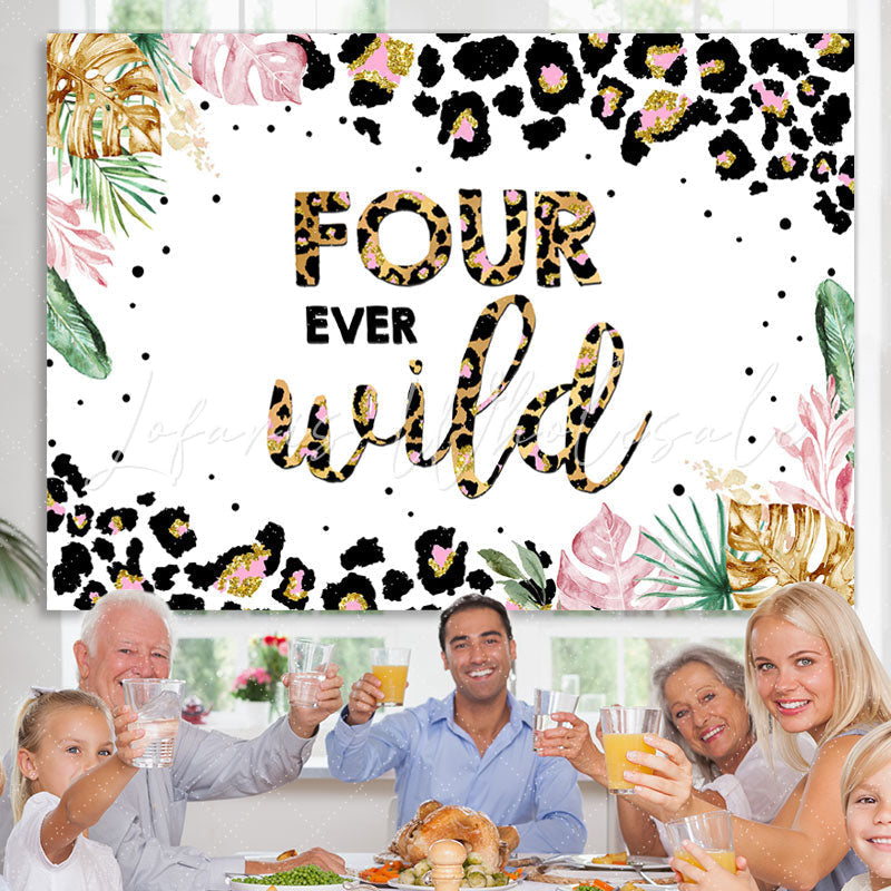 Lofaris Jungle Leopard Four Ever Wild 4th Brithday Backdrop