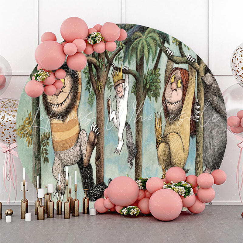 Lofaris Jungle Wild Animals Trees Circle Backdrop For Party
