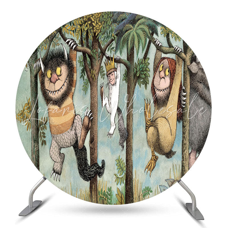Lofaris Jungle Wild Animals Trees Circle Backdrop For Party