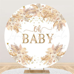 Lofaris Khaki Floral Oh Baby Theme Round Shower Backdrop