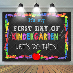 Lofaris Kindergarden Crayon Apple Black Back To School Backdrop