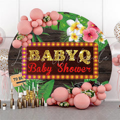 Lofaris Leaf And Pineapple Wood Baby Shower Round Backdrop