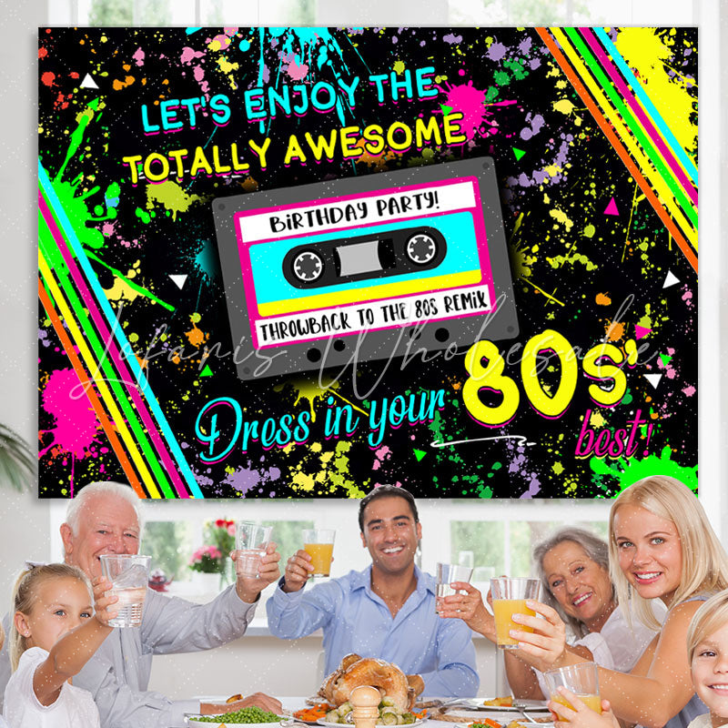 Lofaris Lets Enjoy 80s Party Graffiti Backdrop for Birthday
