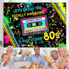 Lofaris Lets Enjoy 80s Party Graffiti Backdrop for Birthday