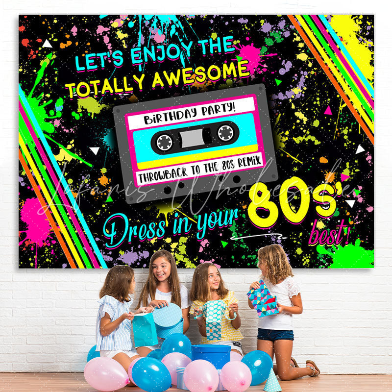 Lofaris Lets Enjoy 80s Party Graffiti Backdrop for Birthday