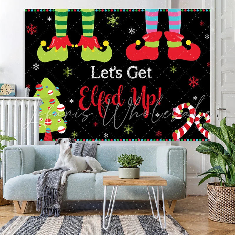 Lofaris Lets Get Elfed Up With Clown And Candy Cane Backdrop
