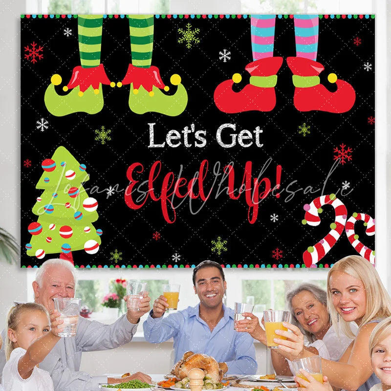 Lofaris Lets Get Elfed Up With Clown And Candy Cane Backdrop