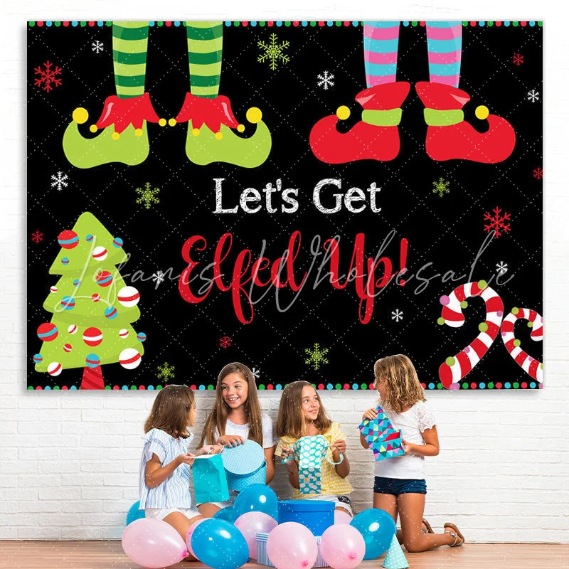 Lofaris Lets Get Elfed Up With Clown And Candy Cane Backdrop