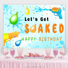 Lofaris Lets Get Soaked Summer Theme Happy Birthday Backdrop