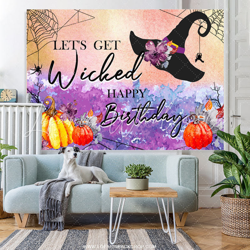 Lofaris Lets Get Wicked Halloween Theme Happy Birthday Backdrop