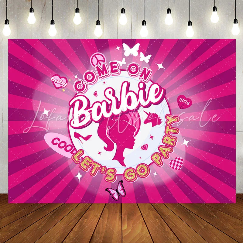 Lofaris Come On Barbie Pink Cool Party Backdrop For Girls