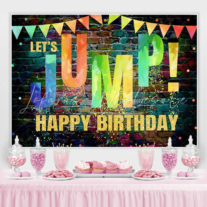 Lofaris Lets Jump Graffiti Wall Birthday Backdrop Decoration