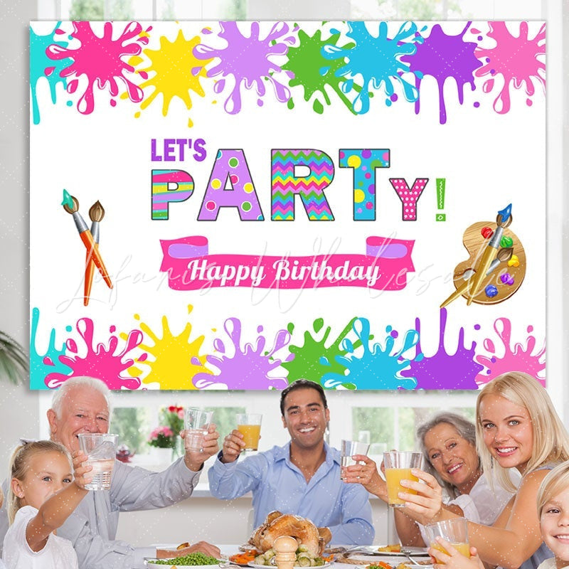 Lofaris Lets Party Art Theme Birthday Backdrop