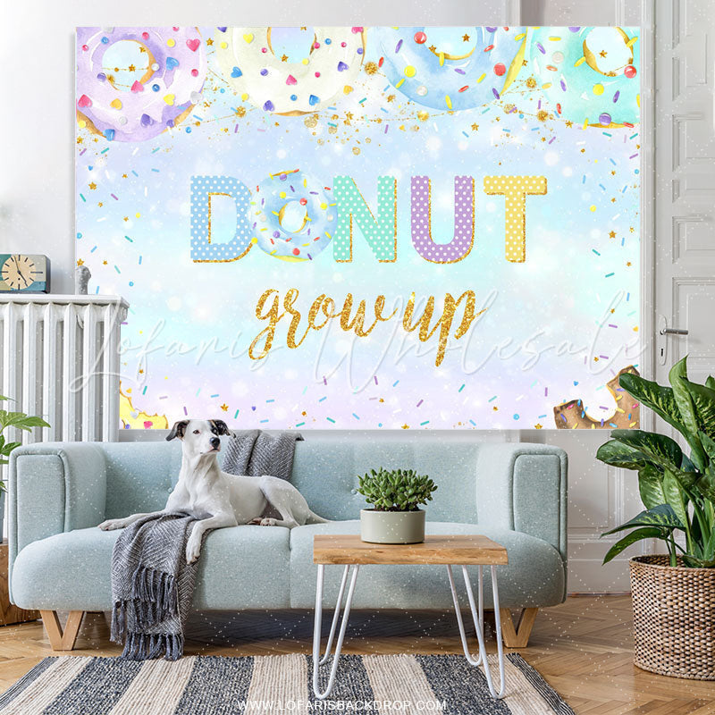 Lofaris Light Blue Donuts Grow Up Themed Birthday Backdrop