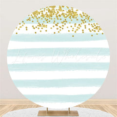 Lofaris Light Green Stripe Glitter Circle Birthday Backdrop