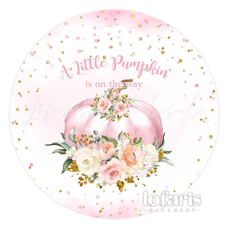 Lofaris Light Pink Little Pumpkin Round Baby Shower Backdrop