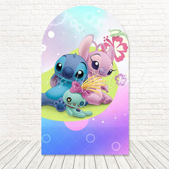 Lilo And Stitch Cartoon Duo Arch Backdrop For Tropical Birthday Fun
