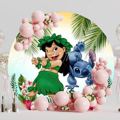 Lilo And Stitch Tropical Round Backdrop For Hawaiian Party Theme