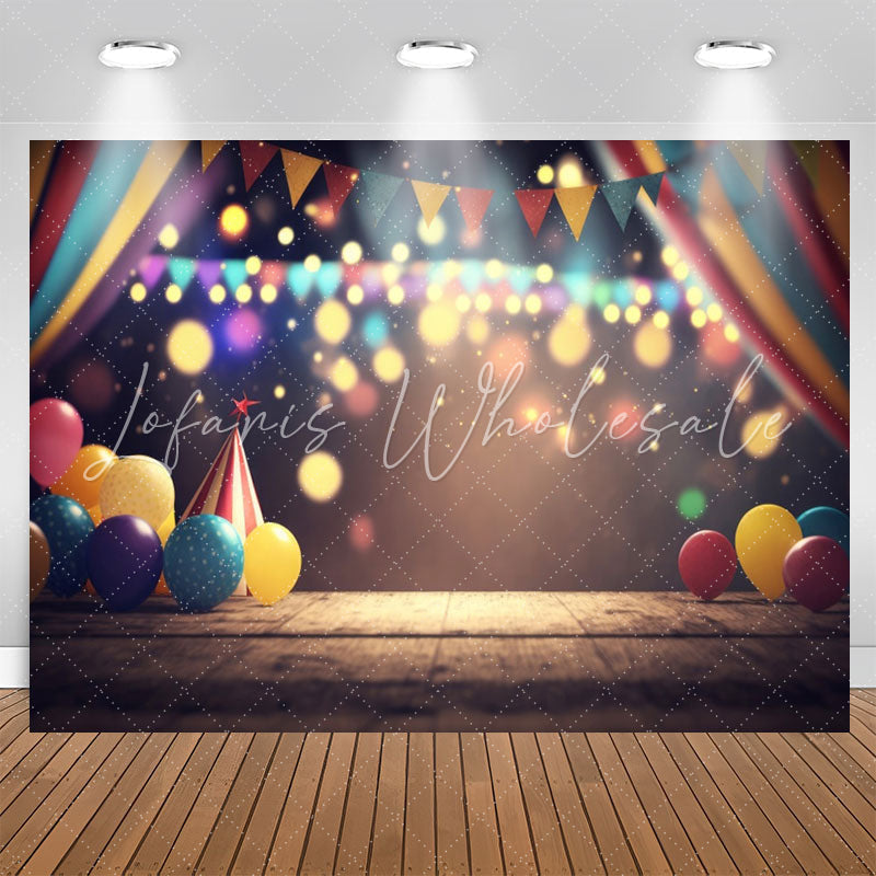 Lofaris Little Balloons Light Bokeh 1st Birthday Backdrop