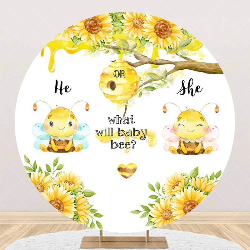 Lofaris Little Bee Honeycomb Round Gender Reveal Backdrop