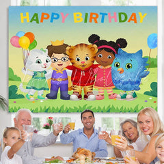 Lofaris Little Cartoon Character And Balloons Birthday Backdrop