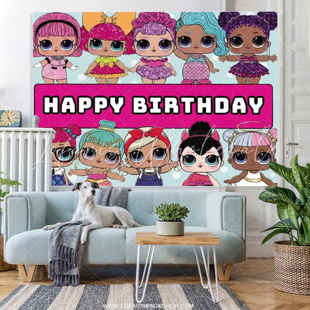 Lofaris Little Lol Girls Happy Birthday Backdrop Banner For Kids