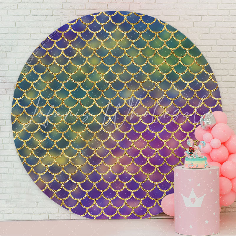 Lofaris Little Mermaid Green Purple Round Backdrop Cover