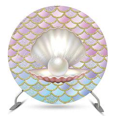 Lofaris Little Mermaid Pearl Round Party Backdrop Cover