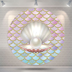 Lofaris Little Mermaid Pearl Round Party Backdrop Cover
