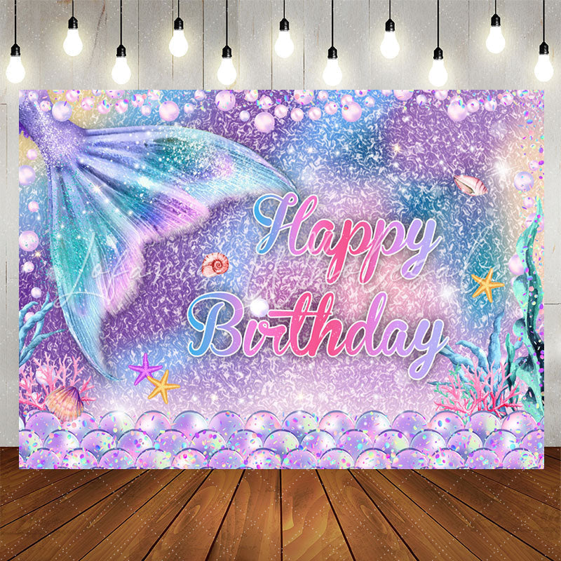 Lofaris Little Mermaid Pearls Absract Texture Birthday Backdrop