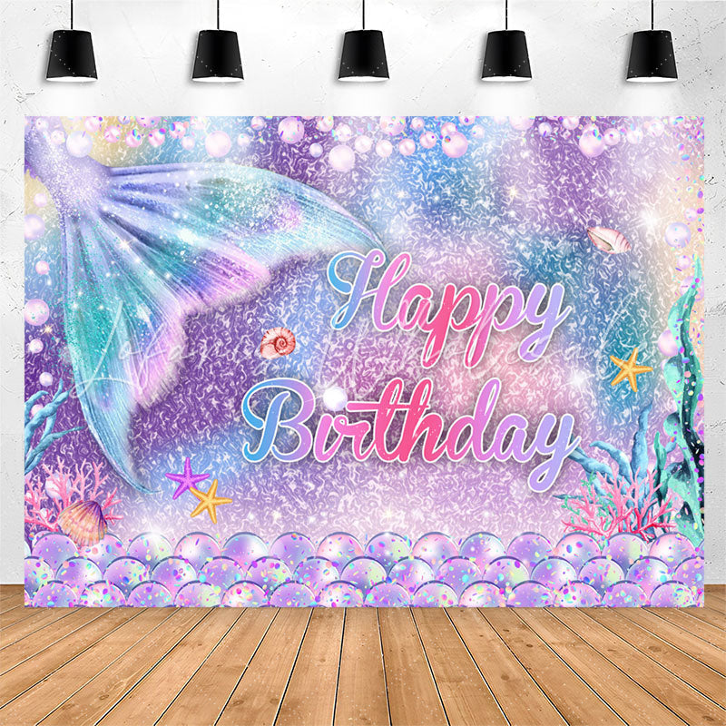 Lofaris Little Mermaid Pearls Absract Texture Birthday Backdrop