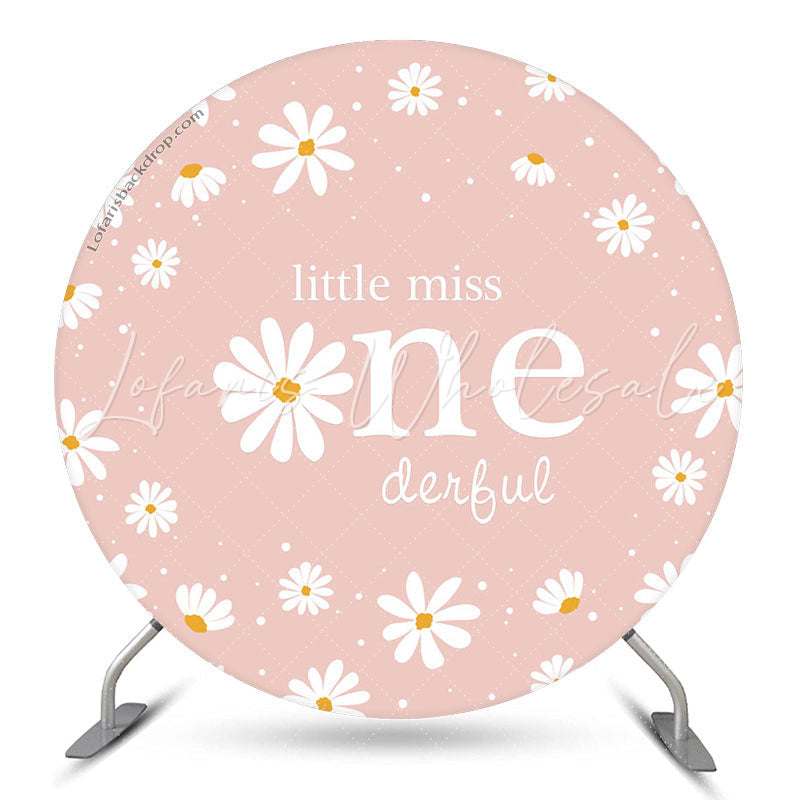 Lofaris Little Miss Pink Floral 1st Round Birthday Backdrop