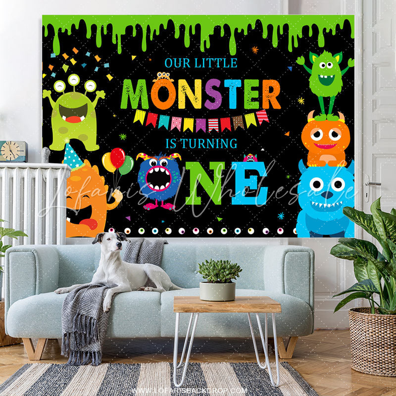 Lofaris Little Monster Is Turning One Birthday Backdrop