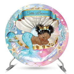 Lofaris Little Princess Mermaid Round Baby Shower Backdrop