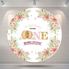 Lofaris Little Pumpkin Happy 1st Birthday Circle Backdrop