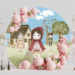 Little Red Riding Hood Background Round Backdrop for Fairy Tale Party
