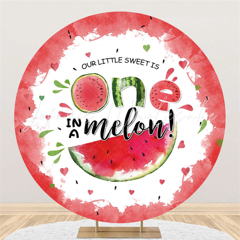 Lofaris Little Sweet Is One In A melon Round Birthday Backdrop