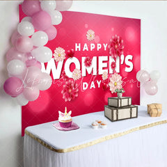 Lofaris 3D Happy Womens Day Backdrop Bright Pink Bokeh and Flowers International Womens Day Banner
