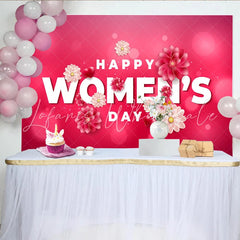 Lofaris 3D Happy Womens Day Backdrop Bright Pink Bokeh and Flowers International Womens Day Banner