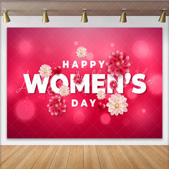 Lofaris 3D Happy Womens Day Backdrop Bright Pink Bokeh and Flowers International Womens Day Banner