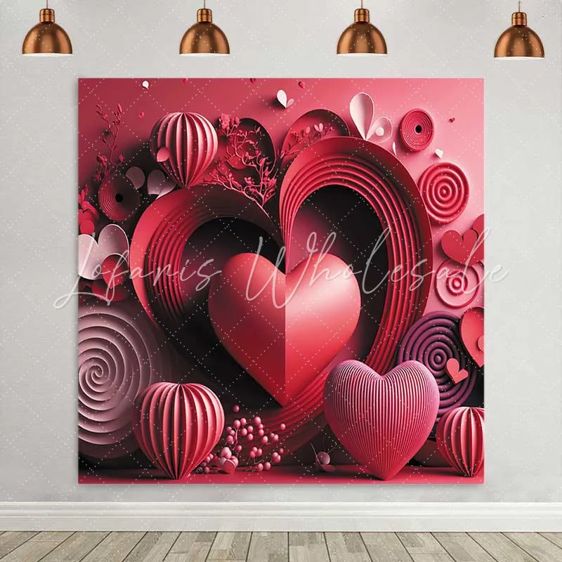 Lofaris 3D Paper Cut Heart Backdrop Red Swirl and Spiral Texture for Valentines Day