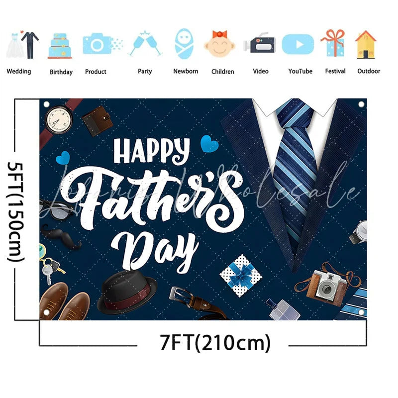 Lofaris (7 Day Delivery)Lofaris Blue Tie Happy Father's Backdrop for Festive Decor