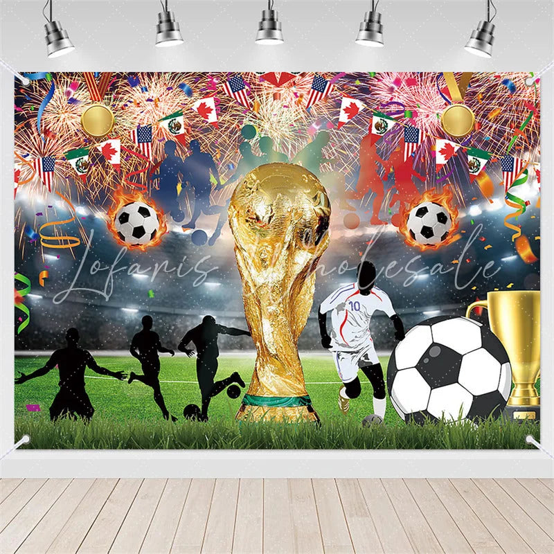 Lofaris (7 Day Delivery)Lofaris Golden Trophy and Football Celebration Holiday Backdrop
