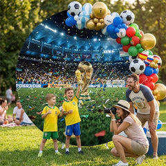 Lofaris (7 Day Delivery)Lofaris Golden Trophy Soccer Stadium Round Backdrop Celebration Sports Party Decor