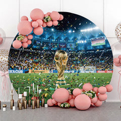 Lofaris (7 Day Delivery)Lofaris Golden Trophy Soccer Stadium Round Backdrop Celebration Sports Party Decor