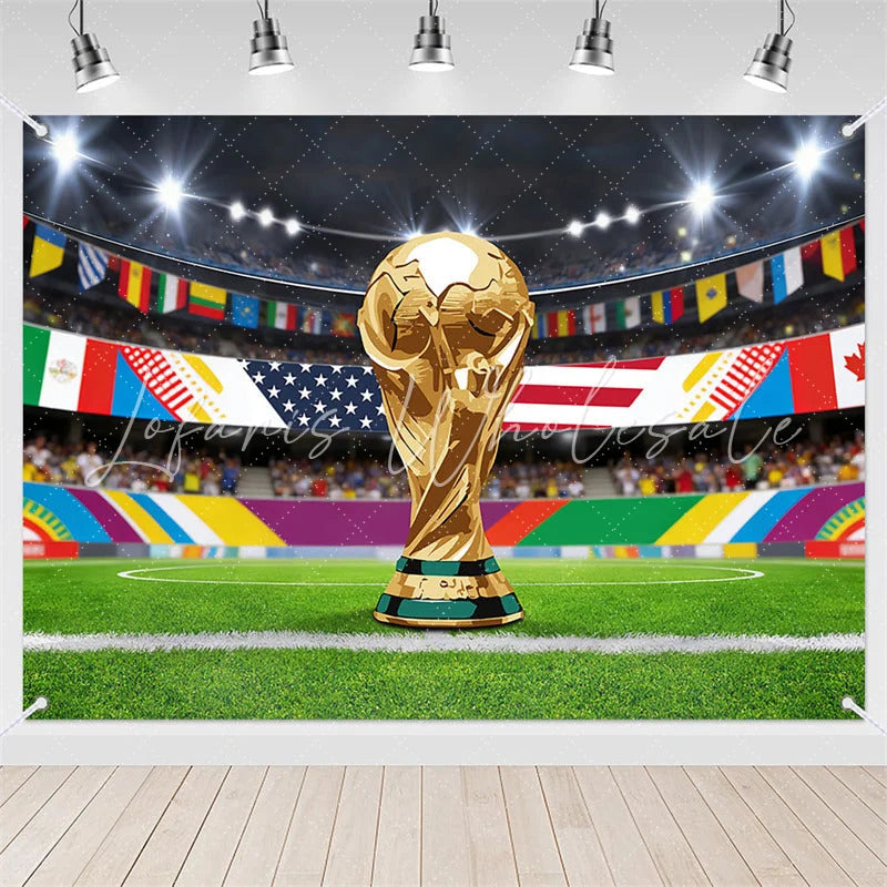Lofaris (7 Day Delivery)Lofaris Golden Victory Trophy Soccer Stadium Holiday Backdrop Celebration Decor