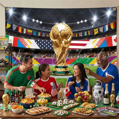 Lofaris (7 Day Delivery)Lofaris Golden Victory Trophy Soccer Stadium Holiday Backdrop Celebration Decor