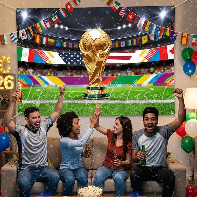 Lofaris (7 Day Delivery)Lofaris Golden Victory Trophy Soccer Stadium Holiday Backdrop Celebration Decor