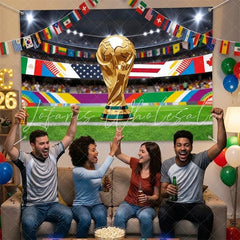 Lofaris (7 Day Delivery)Lofaris Golden Victory Trophy Soccer Stadium Holiday Backdrop Celebration Decor