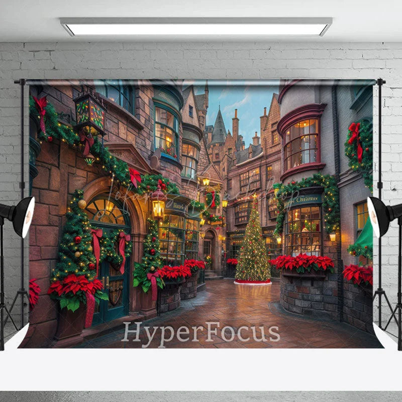 Lofaris Anicent Brown Town Festive Christmas Vibe Backdrop